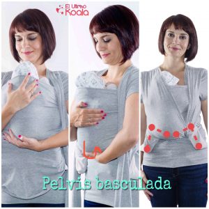 camiseta de porteo quokkababy y posición del bebé